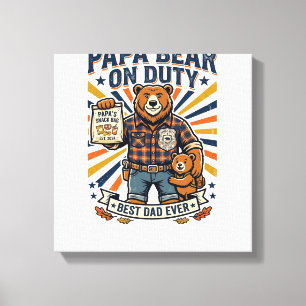 Vatertag Papa Bär Im Dienst Shirt Lustiges Tier Da Leinwanddruck