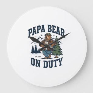Vatertag Papa Bär Im Dienst Shirt Lustiges Tier Va Große Wanduhr
