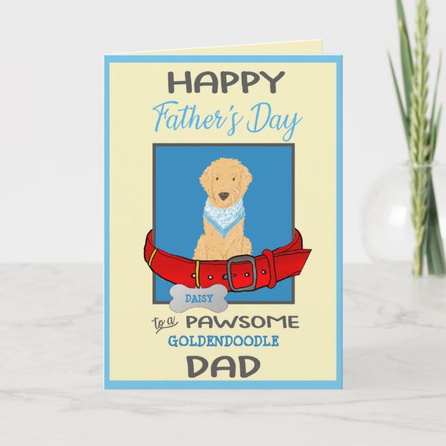 Vatertag Personalisiert von Goldendoodle Hund Feiertagskarte (Vorderseite)