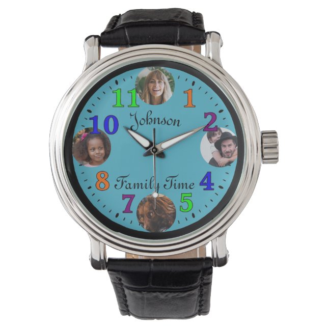 Vatertag Personalisiertes Foto der Familie modern Armbanduhr (Vorderseite)