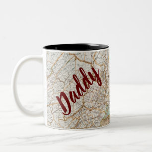 Vatertag Reisen Karte Angepasster Name Zweifarbige Tasse