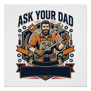 Vatertag Reparatur Papa Shirt Frag Deinen Vater Er Poster