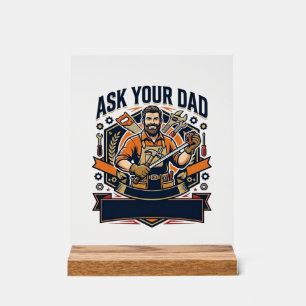 Vatertag Reparatur Papa T-Shirt Frag Deinen Papa E Acrylschild
