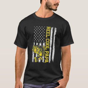 Vatertag Rollen Cool Papa Fish American Flag Da T-Shirt