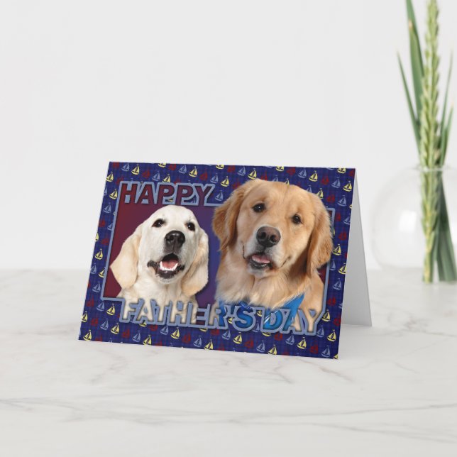 Vatertag Sailboat Cut - Golden Retrievers Karte (Vorderseite)