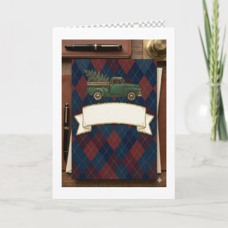Vatertag-Schlüsselanhänger - Argyle Karo Navy & Go Karte