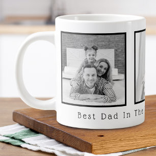 Vatertag Schwarz-Weiß 3 Fotos Jumbo-Tasse