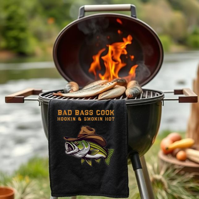 Vätertag Sonnenfisch mit Cowboy-Hut Geschirrtuch (Funny Gift for Him-Fathers Day Gift-Bass Fish Wearing a Cowboy Hat-Fisherman Core-Gifts for Him)