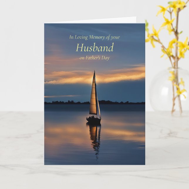 Vatertag Spätes Ehemannserdenken mit Sailboat Karte (Gelbe Blume)