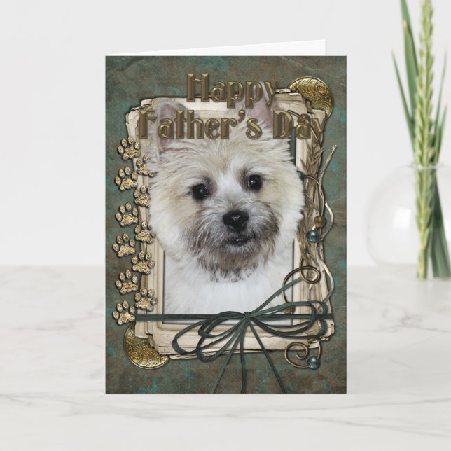 Vatertag - Steinhaufen Terrier - Teddybär Karte (Vorderseite)