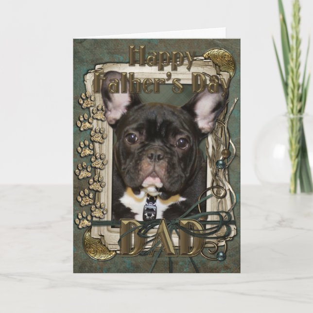Vatertag - Steinpfähle - Französischer Bulldog - A Karte (Vorderseite)