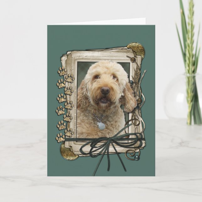 Vatertag - Steinpfähle - Golden Doodle Karte (Vorderseite)