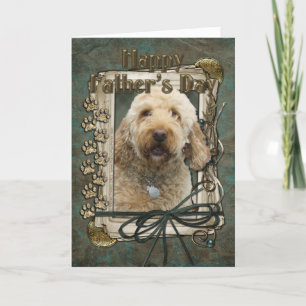 Vatertag - Steinpfähle - Golden Doodle Karte