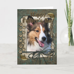 Vatertag - Steinpfähle - Sheltie Karte