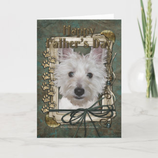 Vatertag - Steinpfähle - West Highland Terrier Karte