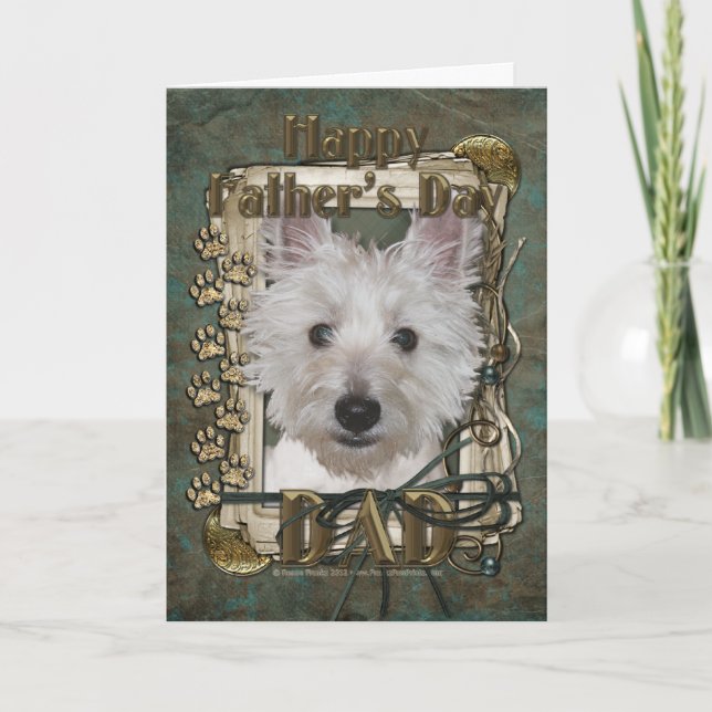 Vatertag - Steinpfähle - West Highland Terrier Karte (Vorderseite)