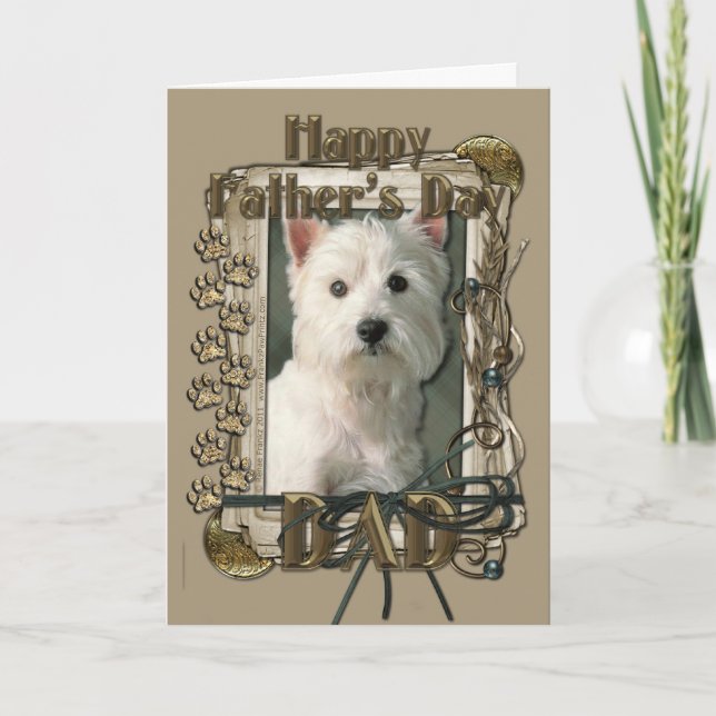 Vatertag - Steinpfähle - West Highland Terrier Karte (Vorderseite)
