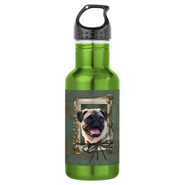 Vatertag - Steintatzen - Mops Trinkflasche (Vorderseite)