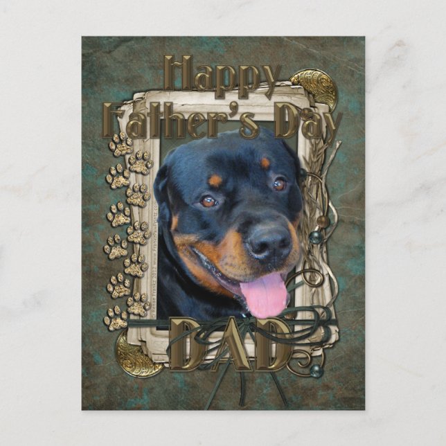Vatertag - Stone Paws - Rottweiler - Harley Postkarte (Vorderseite)
