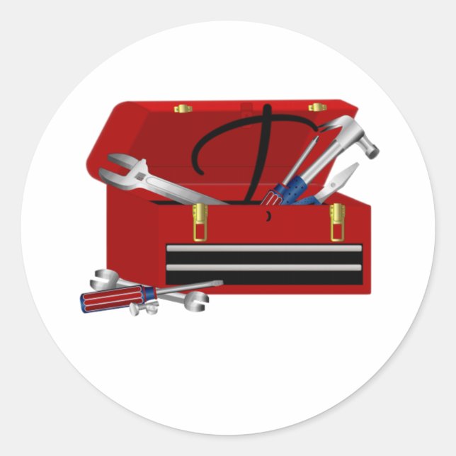 Vatertag-Tool-Box Initial T Runder Aufkleber (Vorderseite)
