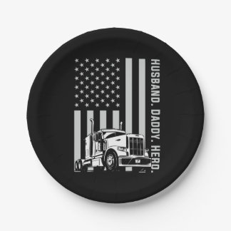 Vatertag | Trucker Vater Amerikanische Flagge Pappteller