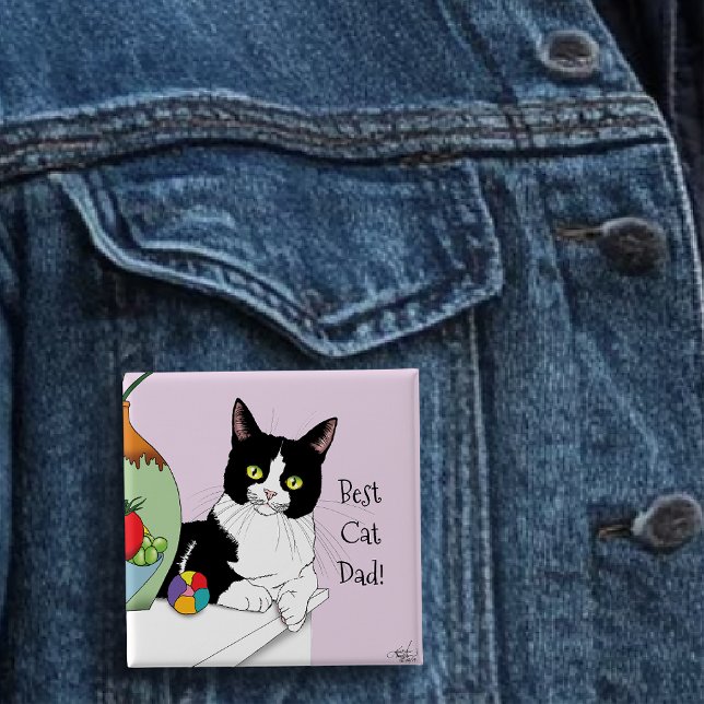 Vatertag Tuxedo Katze Button (Von Creator hochgeladen)