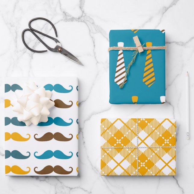 Vatertag Vater des Set Geschenkpapier Set (Vorderseite)