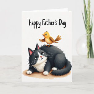 Vatertag Vogel Auf Katze Kunstkarte Karte