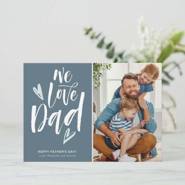 Vatertag Wir Liebe Vater Foto Feiertagskarte (Stehend Vorderseite)