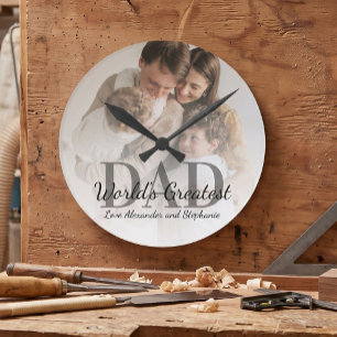 Vatertag World's Greatest Dad mit Foto Runde Wanduhr