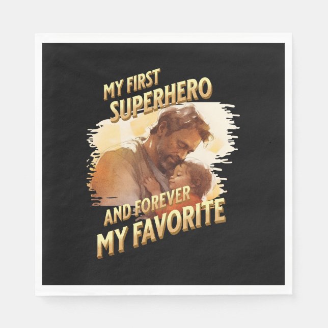 Vatertagsgeschenk | Mein erster Superheld Serviette (Vorderseite)