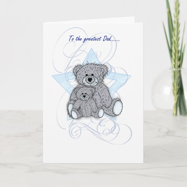 Vatertagskarte, Vater, zwei kleine Teddybären Karte (Vorderseite)