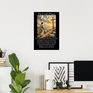 Vaterunser Guter Hirte Schafe Sonnenaufgang Poster