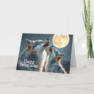 Vaterwolf und Jungwolf heulen bei Vollmond Karte
