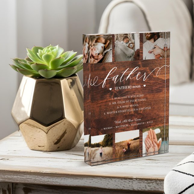 Vaterwörterbuch Definition Foto Collage Wood (Father Dictionary Definition Photo Collage Wood)