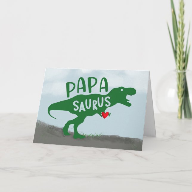 Vathers Day Dinosaur Papa-Saurus Karte (Vorderseite)