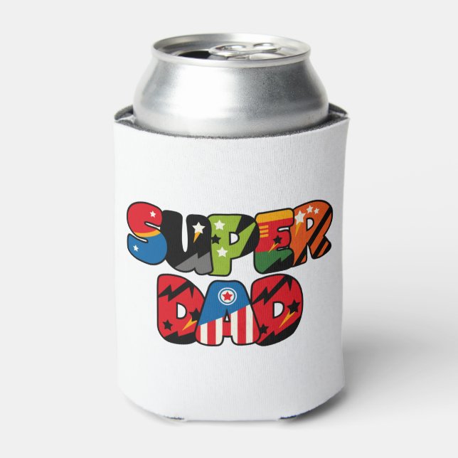 Vathers Day Gift Superdad Superhero Super Vater Dosenkühler (Kanne Vorderseite)