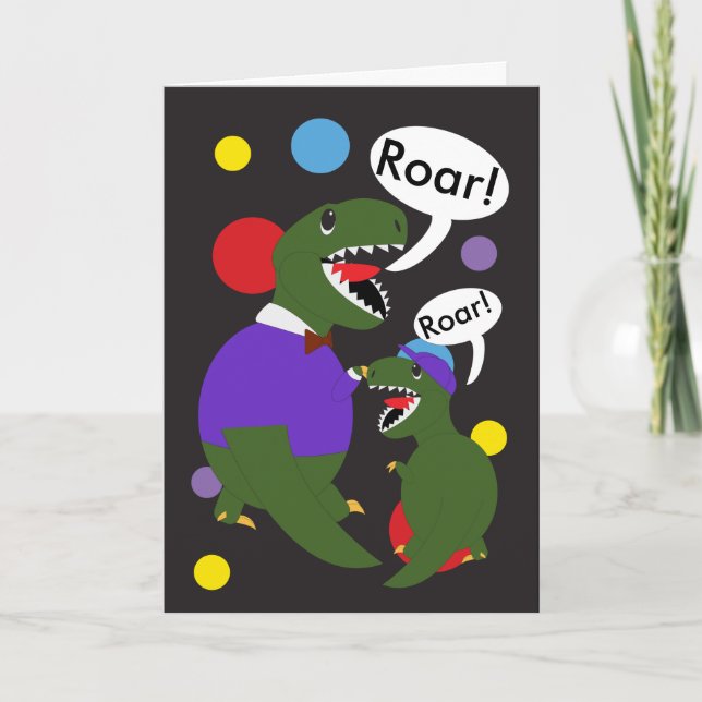 Vathers Day Tyranosaurus Rex Dinosaur personalisie Karte (Vorderseite)