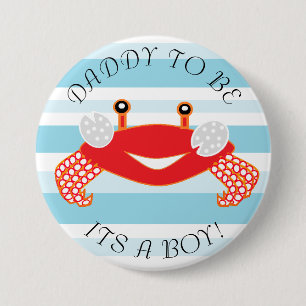 Vati seine Krabbe sein ein Jungen-Babyparty-Knopf Button