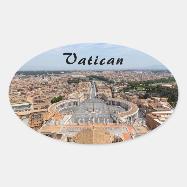 Vatikan, Italien: Piazza San Pietro Ovaler Aufkleber (Vorderseite)