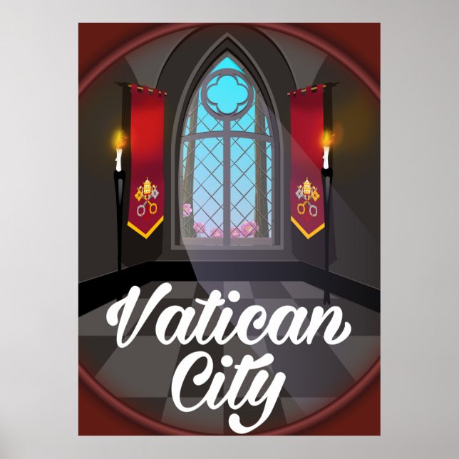 Vatikanstadt Cartoon Reiseplakat Poster (Vorne)