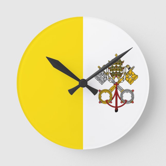 Vatikanstadt-Flagge Runde Wanduhr (Vorderseite)