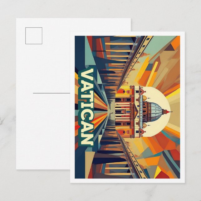 Vatikanstadt Reisen künstlerisch farbenfroh Postkarte (Vorne/Hinten)