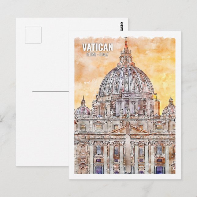 Vatikanstadt Rom Italien Berühmter Platz Wasserfar Postkarte (Vorne/Hinten)