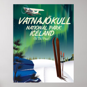 Vatnajökull National Park Island Reiseplakat Poster