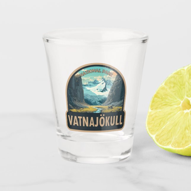 Vatnajokull Nationalpark Island Reisen Vintag Schnapsglas (Vorderseite)