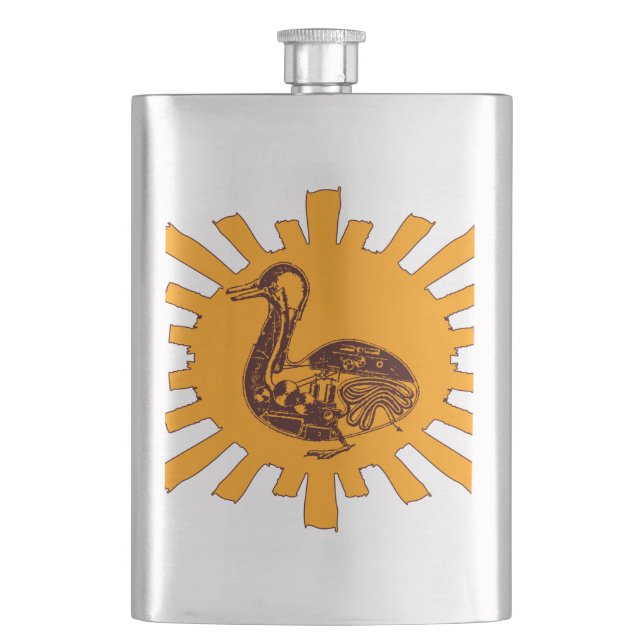 Vaucanson-Ente Flachmann (Vorderseite)