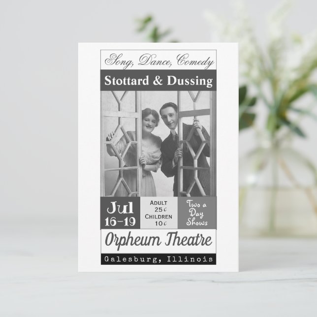 Vaudeville Show, Stottard & Dussing, Dankeskarte (Stehend Vorderseite)