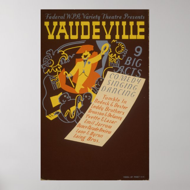 Vaudeville WPA Vintag Theaterposter Poster (Vorne)