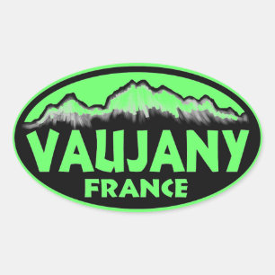 Vaujany Frankreich grüne ovale Aufkleber